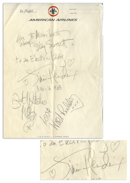 Jimi Hendrix Experience Signatures -- Perhaps the Best Signatures of the Group Ever Available, With Jimi Writing, ''to an Electric lady / Jimi Hendrix'' -- With Roger Epperson COA